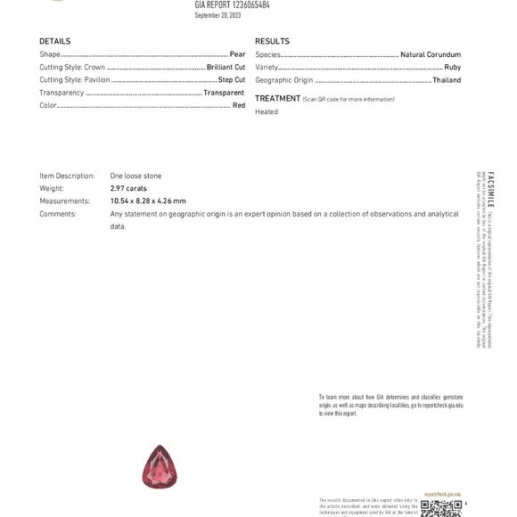 Yellow Gold Ruby & Diamond Ring - 18k Pear 3.72ctw GIA - Picture 7 of 7